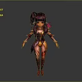 3D Fantasy Female Character With Purple Ponytail Red Purple Outfit And Decorative Wings