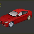 Red Modern Sedan Car With Sleek Body And Reflective Surface Design 3d model