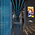 Modern Arcade Playground Interior With Neon Lights Colorful Lighting And Gaming Machines