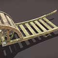 Vintage Wooden Hand Cart With Old Weathered Planks And Wooden Wheels