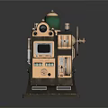 Vintage Mechanical Equipment With Green Top Knobs Dials And Metal Body