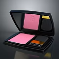 Open Lancome Pink Powder Case With Blush Brush And Cosmetic Design