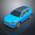 Sleek Modern Blue SUV Exterior with Black Roof and Silver Wheels