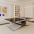 Modern Indoor Sports Equipment Ping Pong Table with Decorative Wall Display Paddles and Balls