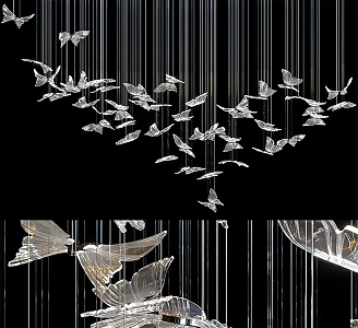 Modern Crystal Chandelier Glass Butterfly Crystal Chandelier 3d model