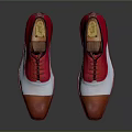 Red White Brown Leather Oxford Shoes With Classic Design And Lace Up Closure