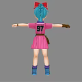 Cartoon Woman Character With Blue Hair Red Hat Pink Dress And WOMAN Text Design