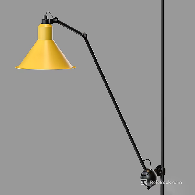 Modern Style Wall Lamp With Yellow Lampshade And Black Adjustable Arm 3d model 