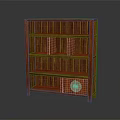 Traditional Solid Wood Wardrobe With Multiple Shelves And Circular Decorative Element