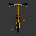 Stylish Yellow Bicycle With Unique Frame Design And Black Seat Handlebars