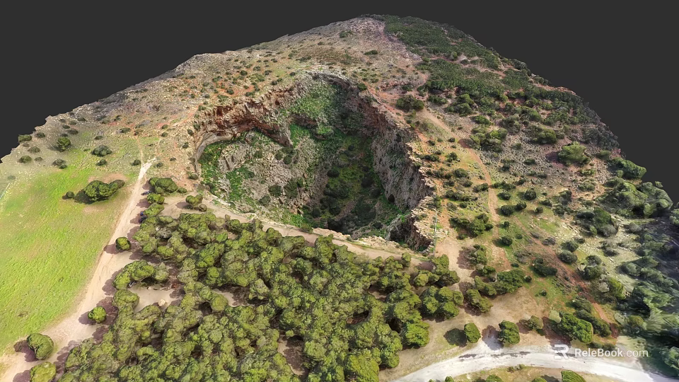 Aerial View of Natural Microtopography Featuring Sinkhole and Lush Green Vegetation 3d model 