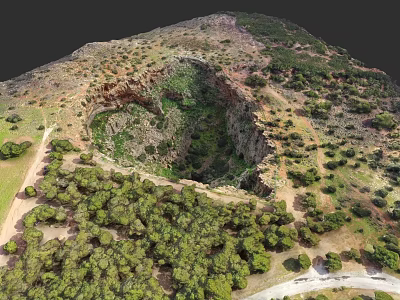 Aerial View of Natural Microtopography Featuring Sinkhole and Lush Green Vegetation 3d model
