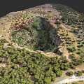 Aerial View of Natural Microtopography Featuring Sinkhole and Lush Green Vegetation