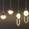 Modern Geometric Pendant Lights With Unique Metal Frames And Illuminated Designs