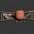 Adorable Toy Biplane With Orange Body Wooden Wings Number 1 And White Smoke Trail