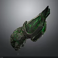 Biological Organ Structure With Soft Hair And Green Glowing Cracked Surface Design