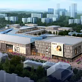 Modern Shopping Mall Atrium With Glass Facade Urban Surroundings And Pedestrian Activity