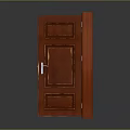 Open Red Wooden Main Door With Solid Wood Frame And Metal Handle 3d model