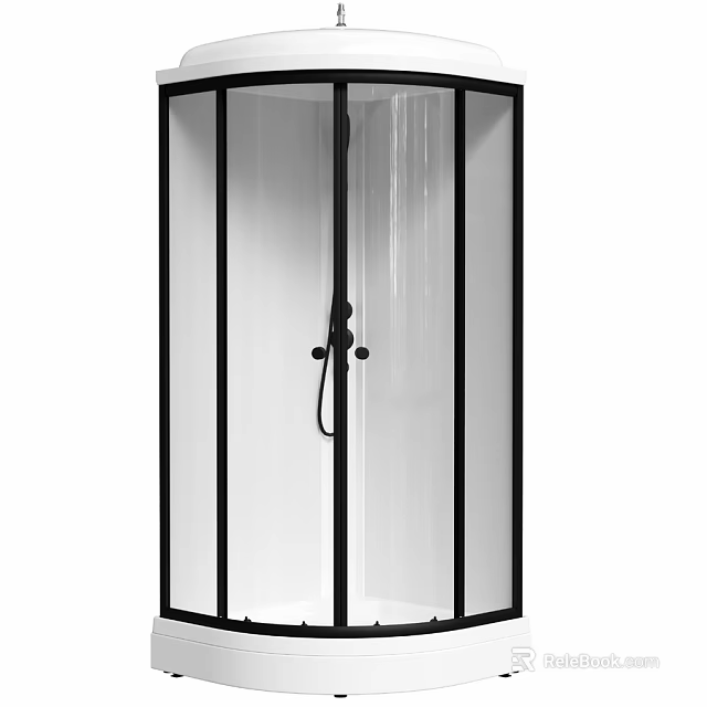 Modern Shower Sauna Enclosure With Black Frame And Transparent Glass Door 3d model 