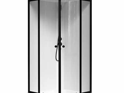 Modern Shower Sauna Enclosure With Black Frame And Transparent Glass Door 3d model