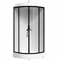 Modern Shower Sauna Enclosure With Black Frame And Transparent Glass Door