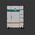 Foldable Room Divider With White Surface Teal And Orange Stripes Open Shelves