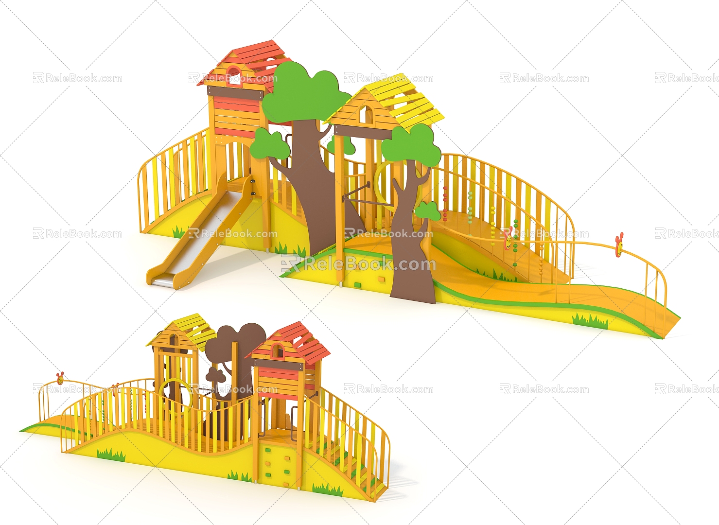 Wooden Tree House Combination Slide Platform Development Paradise Sightseeing Tower Sightseeing Deck Customized Paradise Amusement Park Amusement Park Children's Amusement Park Amusement Scoot Slide 3d model