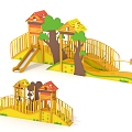 Wooden Tree House Combination Slide Platform Development Paradise Sightseeing Tower Sightseeing Deck Customized Paradise Amusement Park Amusement Park Children's Amusement Park Amusement Scoot Slide 3d model