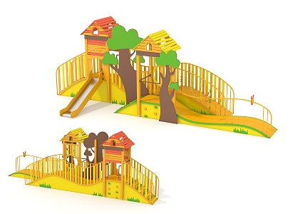 Wooden Tree House Combination Slide Platform Development Paradise Sightseeing Tower Sightseeing Deck Customized Paradise Amusement Park Amusement Park Children's Amusement Park Amusement Scoot Slide 3d model