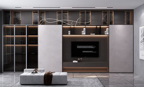 modern TV background cabinet TV wall 3d model