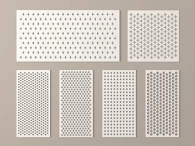 Architectural Perforated Panels With Various Geometric Hole Patterns And Design Elements 3d model