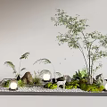 Indoor Landscape Design With Small Trees Stones Moss And Illuminated Lights