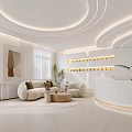 Modern Beauty Salon Interior With Reception Sofa Front Desk And Decorative Plants