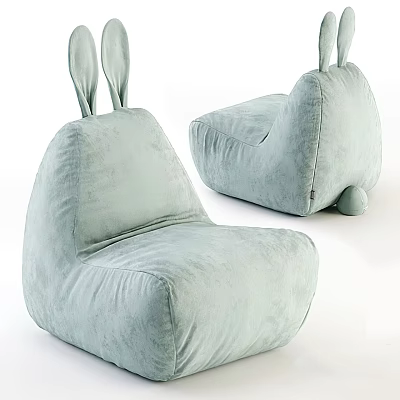 Light Green Rabbit Ears Design Cute Comfortable Bean Bag Chair For Living Room 3d model