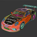 Red And Black Porsche Carrera Cup Race Car With Giants Livery And Rear Wing