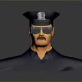 Cartoon Police Officer Character Wearing Blue Uniform Police Hat With Badge Sunglasses And Yellow Face