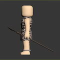Cartoon Caveman Character in Leopard Print Outfit with Necklace holding Stone Tool on Dark Background