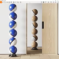 Stacked Sphere Sculpture in Blue White and Brown for Interior Decor