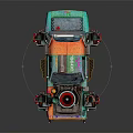 Vibrant Modified Car With Custom Design Large Tires And Decorative Patterns