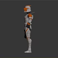 Sci Fi Soldier Character With White Orange Armor And Blaster Rifle 3d model