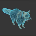 Raccoon with Striped Tail and Blue Tan Fur Standing on White Background