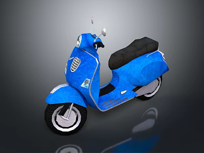 Elegant Blue Scooter With Black Seat And Classic Design Features 3d model