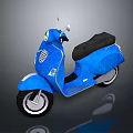 Elegant Blue Scooter With Black Seat And Classic Design Features