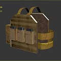 Game Movie Character With Wooden Structure Brown Yellow Strap Decorative Prop And Layered Panels