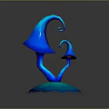 Blue Mushroom Shaped Decorative Ornament Set With Two Sizes And Frosted Base