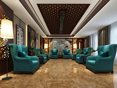 New Chinese Reception Room Reception Room 3d model