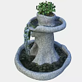 Natural Stone Garden Fountain Ornament With Flowing Water And Circular Base