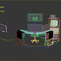 Modern Computer Workstation With Multiple Monitors Curved Desk Speakers And Cable Management