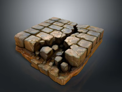 Scenic View Of Cracked Stone Bricks With Broken Structure In Natural Landscape 3d model