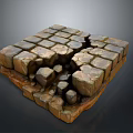 Scenic View Of Cracked Stone Bricks With Broken Structure In Natural Landscape